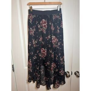 Wet Seal Vintage Whimsigoth Floral High-Low Maxi skirt Size M
